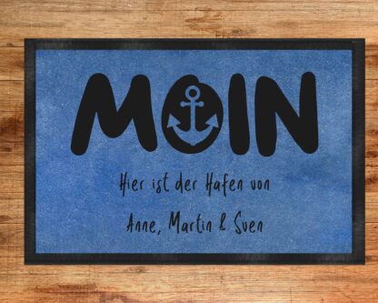 personalisierte Fußmatte Moin mit Anker, 60 x 40 cm, robust, rutschfest, langlebig – Bild 2