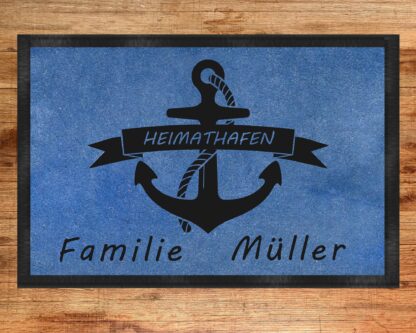 personalisierte Fußmatte Heimathafen, 60 x 40 cm, robust, rutschfest, langlebig – Bild 2