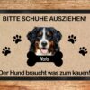 Lustige Fußmatte Hund – „Bitte Schuhe ausziehen, der Hund braucht was zum Kauen“ – Geschenk für Hundebesitzer – 40x60 cm