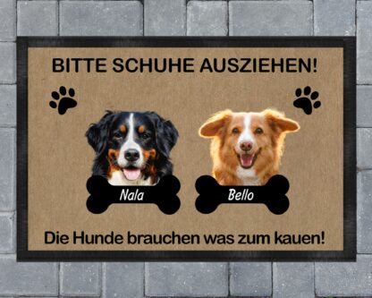 Lustige Fußmatte Hund – „Bitte Schuhe ausziehen, der Hund braucht was zum Kauen“ – Geschenk für Hundebesitzer – 40x60 cm – Bild 5